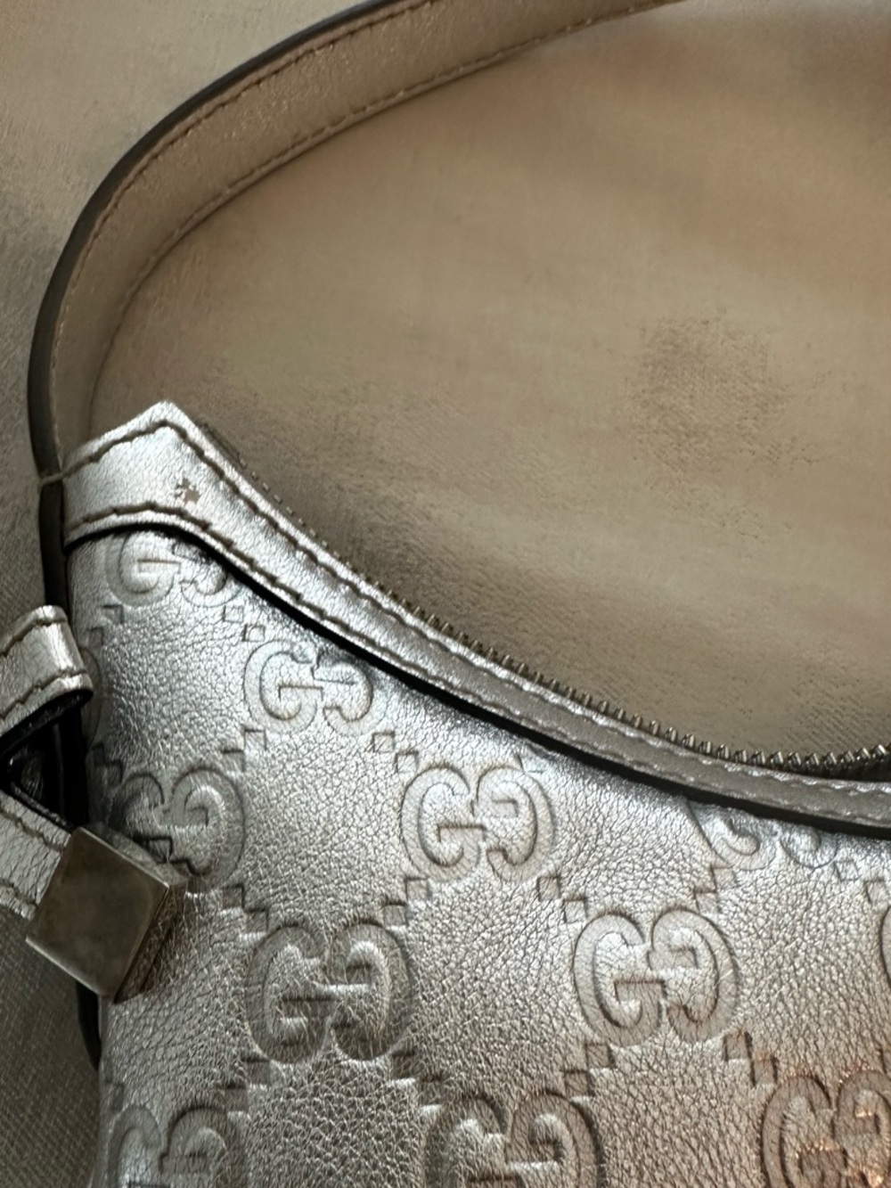 Gucci Silver Monogram Shoulder Bag - Picture 12 of 12